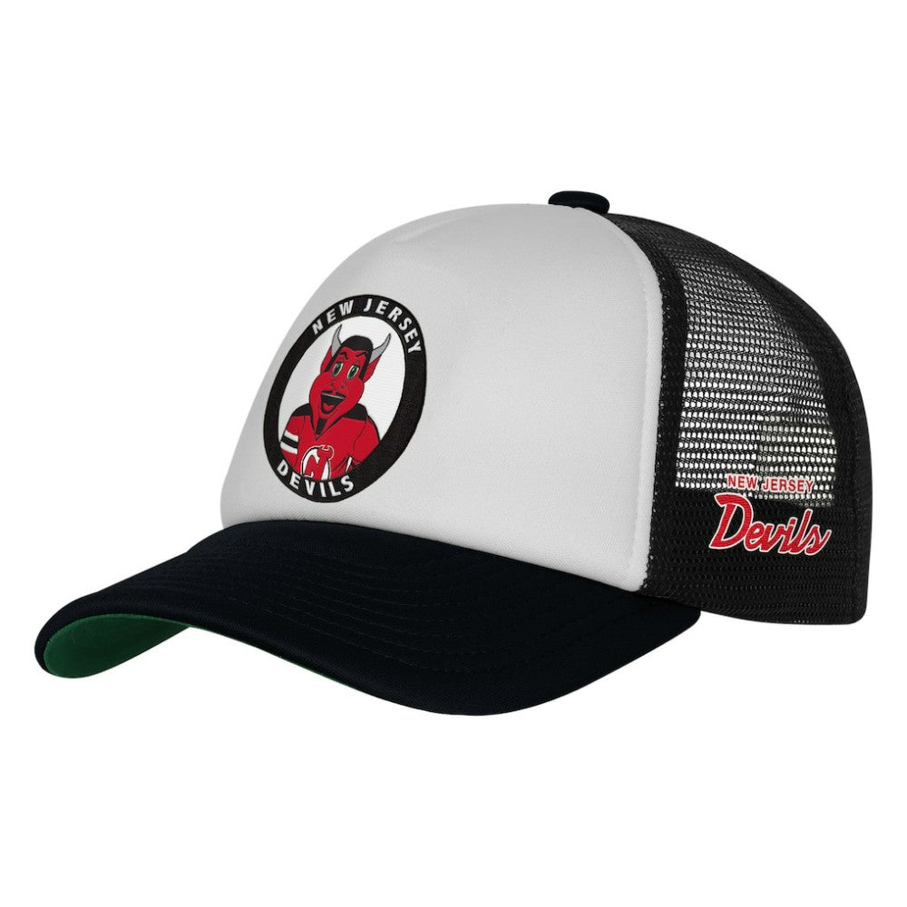 NHL New Jersey Devils Mitchell & Ness Youth Mascot Adjustable Trucker Hat - White