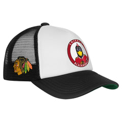 NHL Chicago Blackhawks Mitchell & Ness Youth Mascot Adjustable Trucker Hat - White
