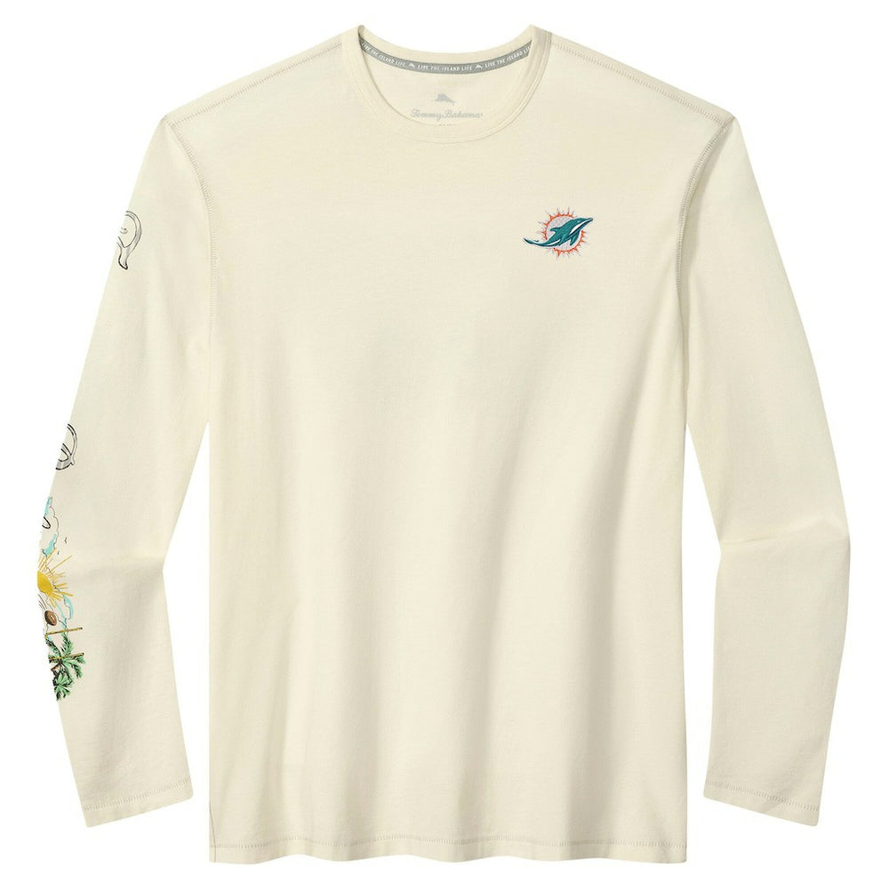 Miami Dolphins Oasis Endzone Lux Long Sleeve T-Shirt Cream