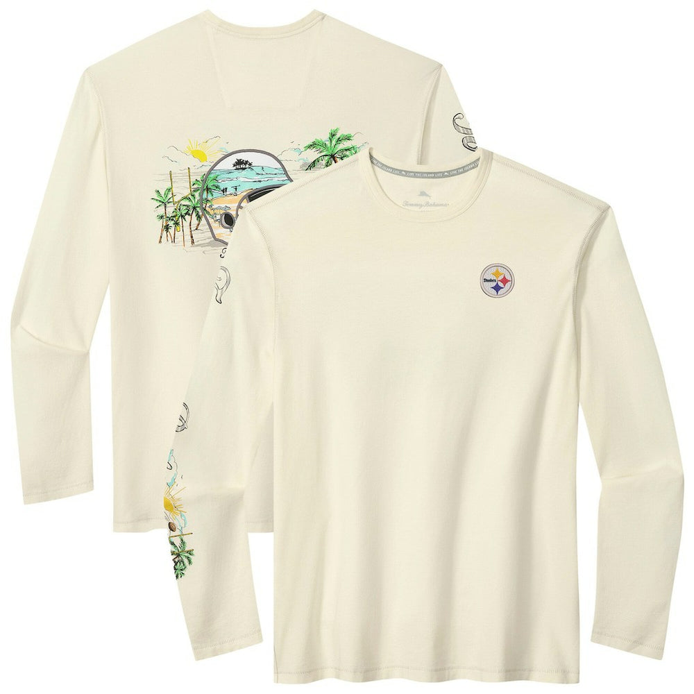 Pittsburgh Steelers Oasis Endzone Lux Long Sleeve T-Shirt Cream
