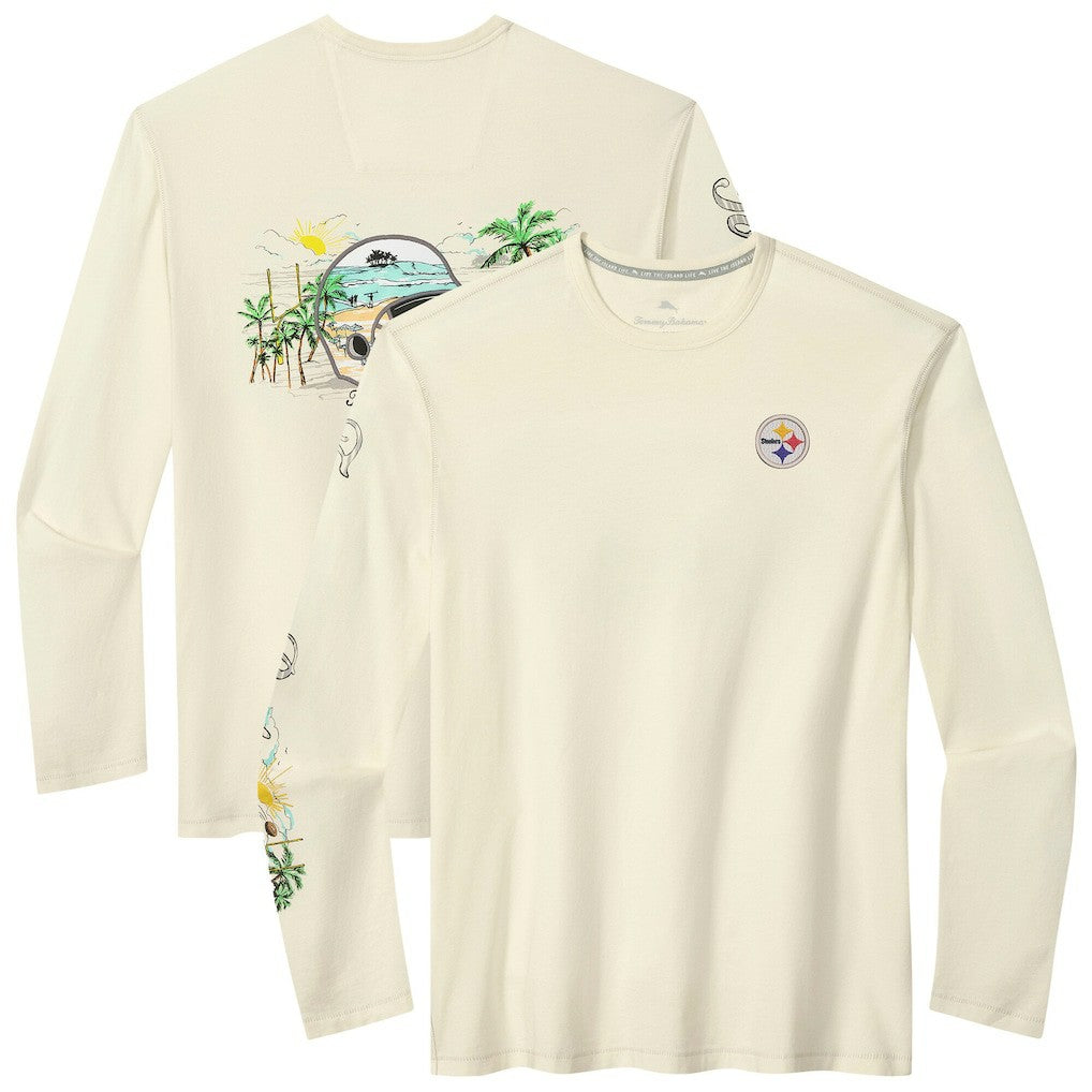Pittsburgh Steelers Oasis Endzone Lux Long Sleeve T-Shirt Cream