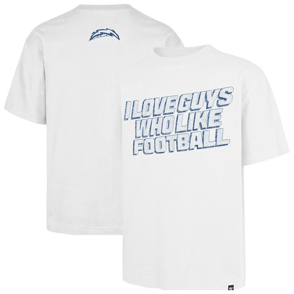 Los Angeles Chargers '47 Unisex I Love Guys Who Like Football Foundation T-Shirt White