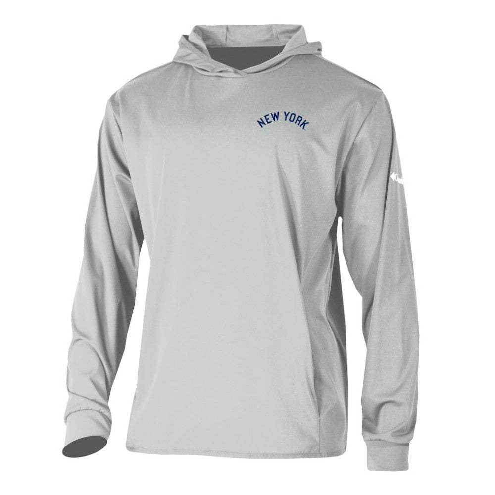 New York Yankees Columbia Long Drive Pullover Hoodie - Gray Hoodies