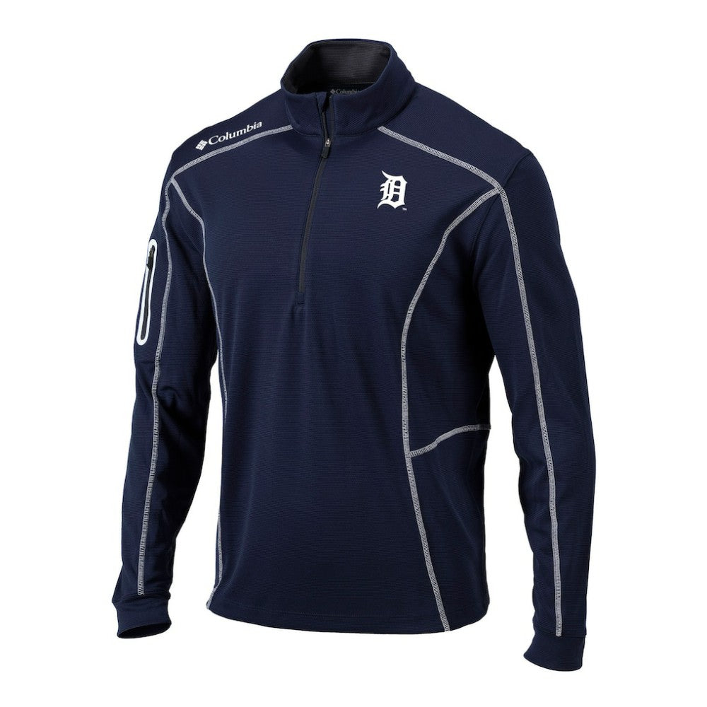 Detroit Tigers Columbia Omni-Wick Shotgun Quarter-Zip Pullover - Navy Pullover