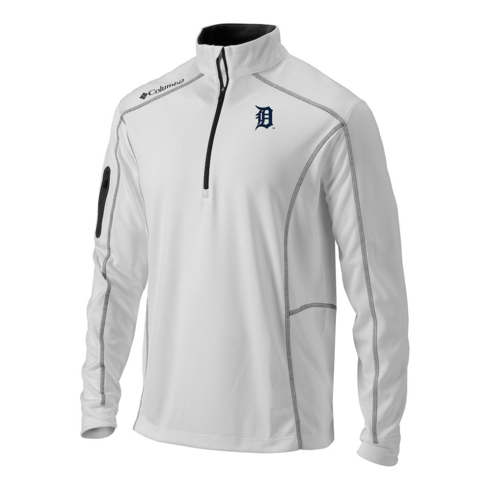 Detroit Tigers Columbia Omni-Wick Shotgun Quarter-Zip Pullover - White Pullover