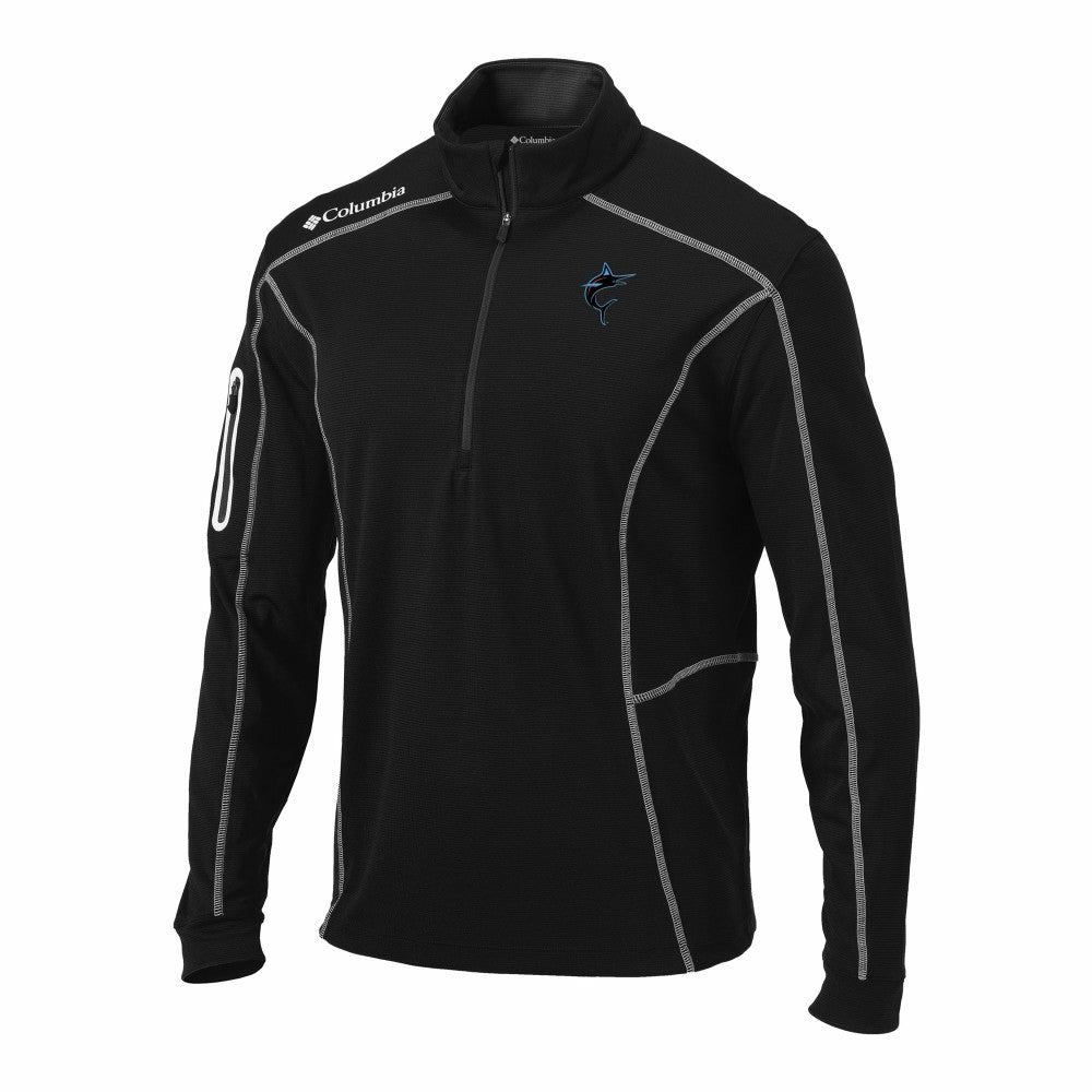 Miami Marlins Columbia Omni-Wick Shotgun Quarter-Zip Pullover - Black Pullover
