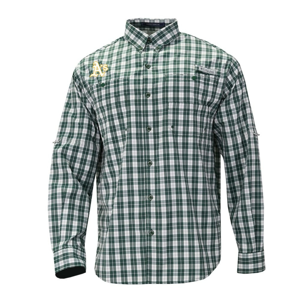 Athletics Columbia Super Tamiami Omni-Shade Long Sleeve Button-Down Shirt - Green