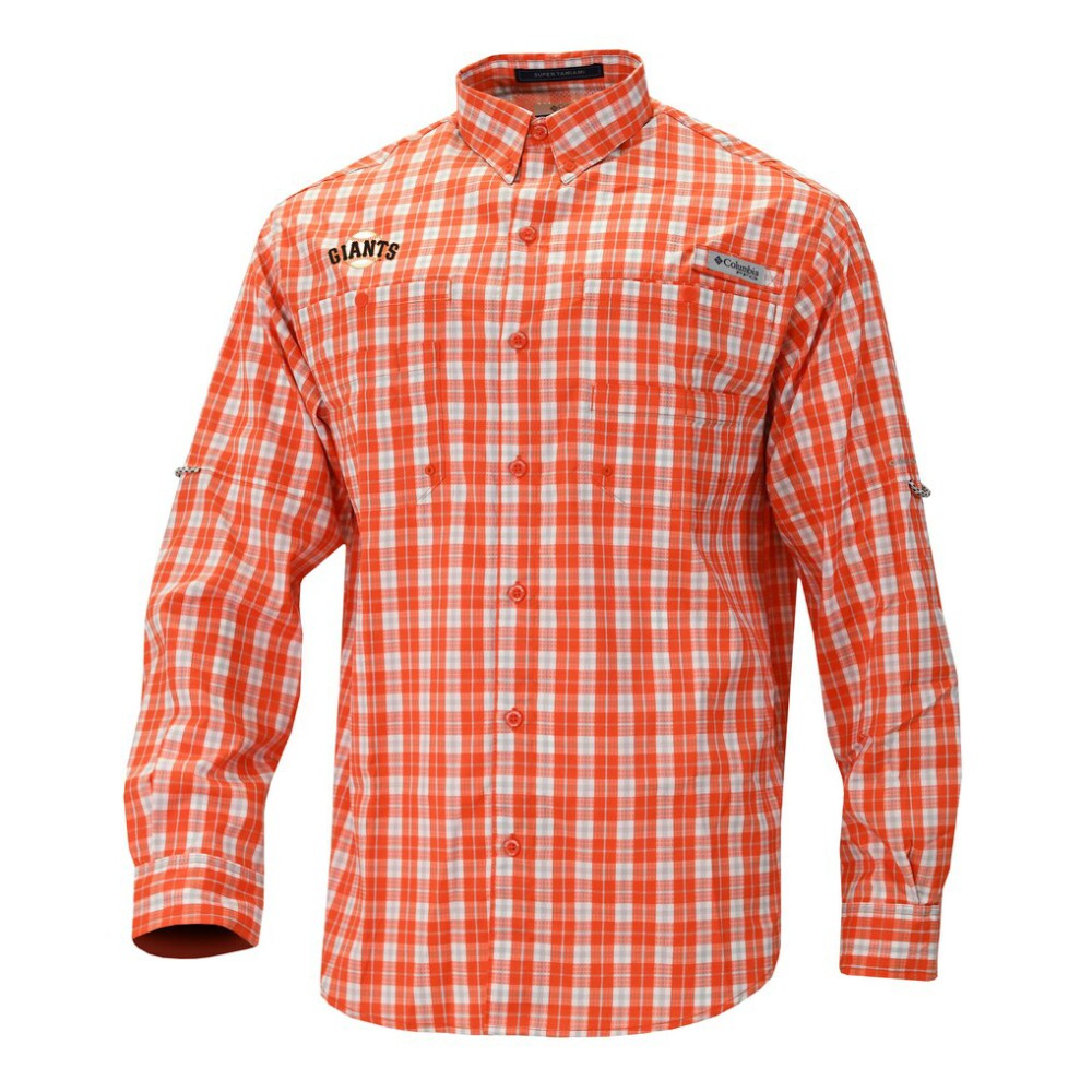 San Francisco Giants Columbia Super Tamiami Omni-Shade Long Sleeve Button-Down Shirt - Orange