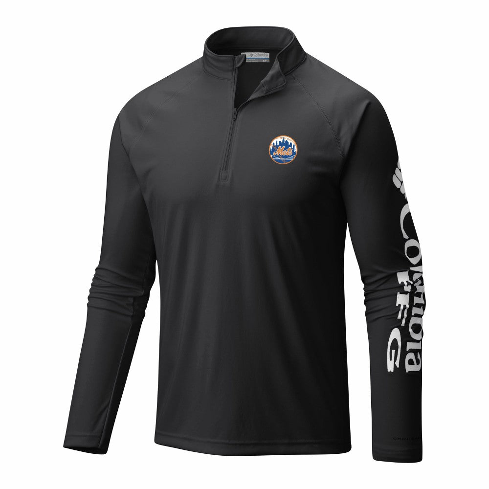 New York Mets Columbia Terminal Tackle Omni-Wick Raglan Quarter-Zip Pullover - Black Pullover