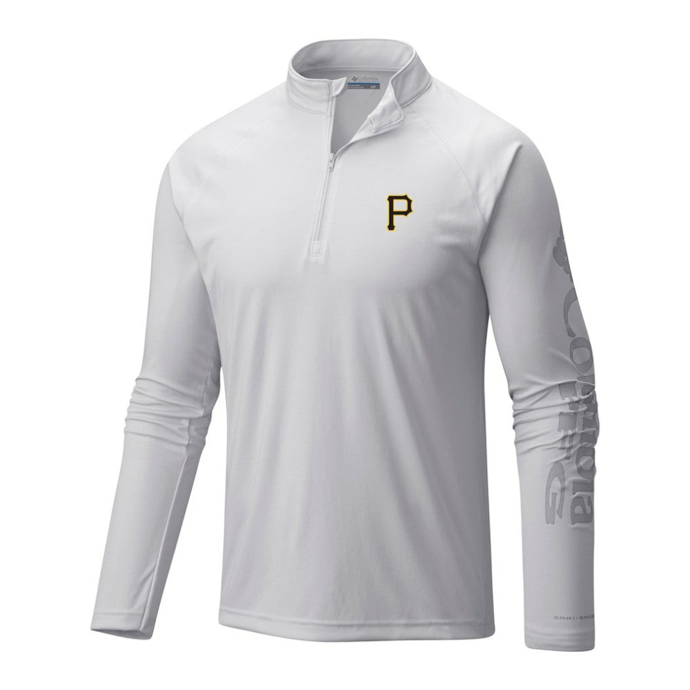 Pittsburgh Pirates Columbia Terminal Tackle Omni-Wick Raglan Quarter-Zip Pullover - White Pullover