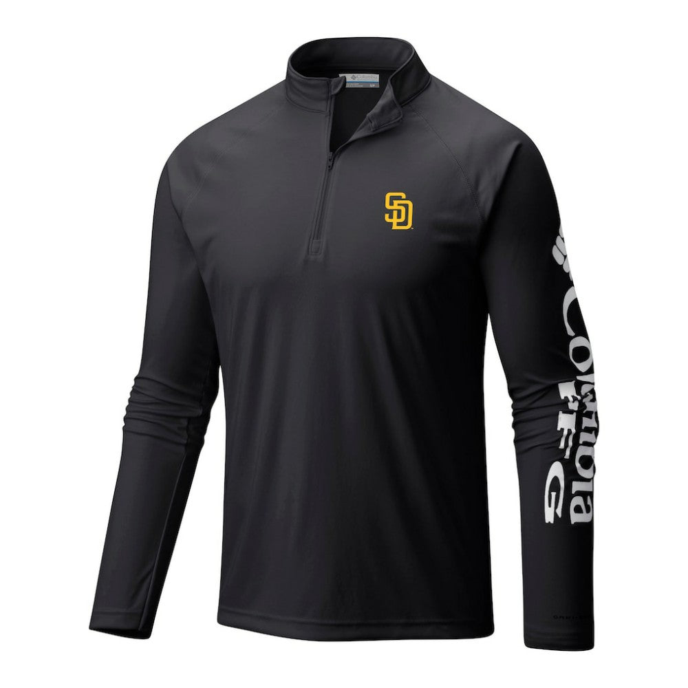 San Diego Padres Columbia Terminal Tackle Omni-Wick Raglan Quarter-Zip Pullover - Black Pullover
