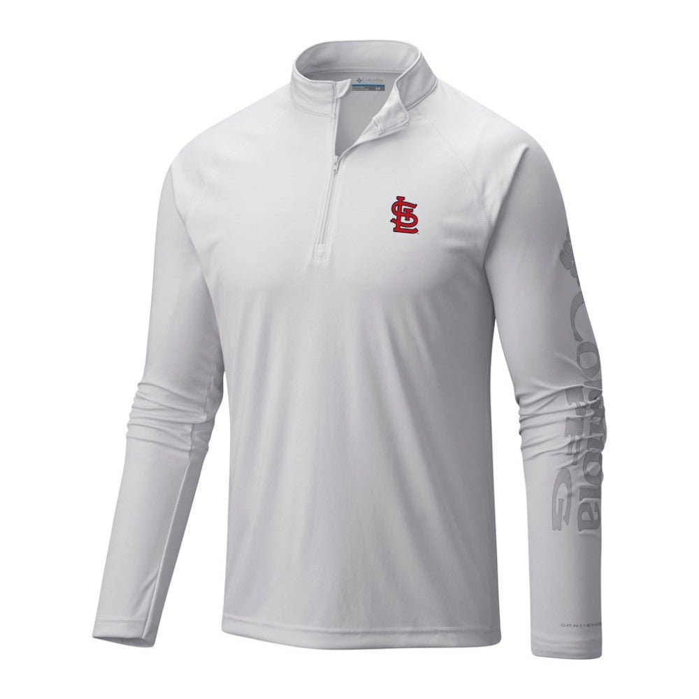 St. Louis Cardinals Columbia Terminal Tackle Omni-Wick Raglan Quarter-Zip Pullover - White Pullover
