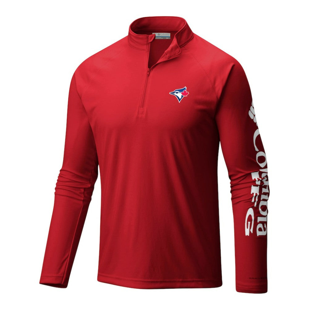 Toronto Blue Jays Columbia Terminal Tackle Omni-Wick Raglan Quarter-Zip Pullover - Red Pullover