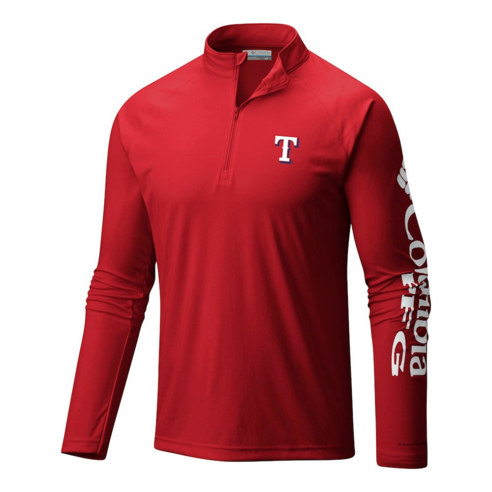 Texas Rangers Columbia Terminal Tackle Omni-Wick Raglan Quarter-Zip Pullover - Red Pullover