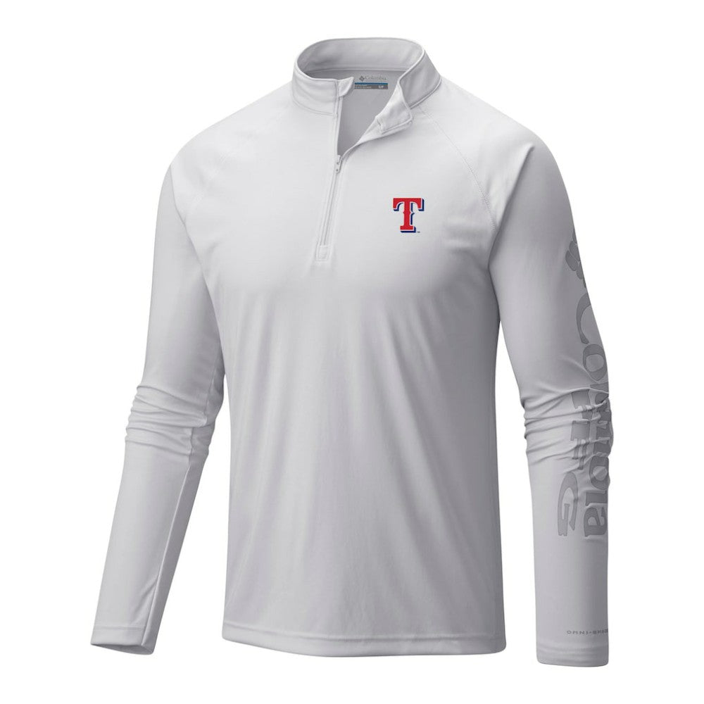 Texas Rangers Columbia Terminal Tackle Omni-Wick Raglan Quarter-Zip Pullover - White Pullover