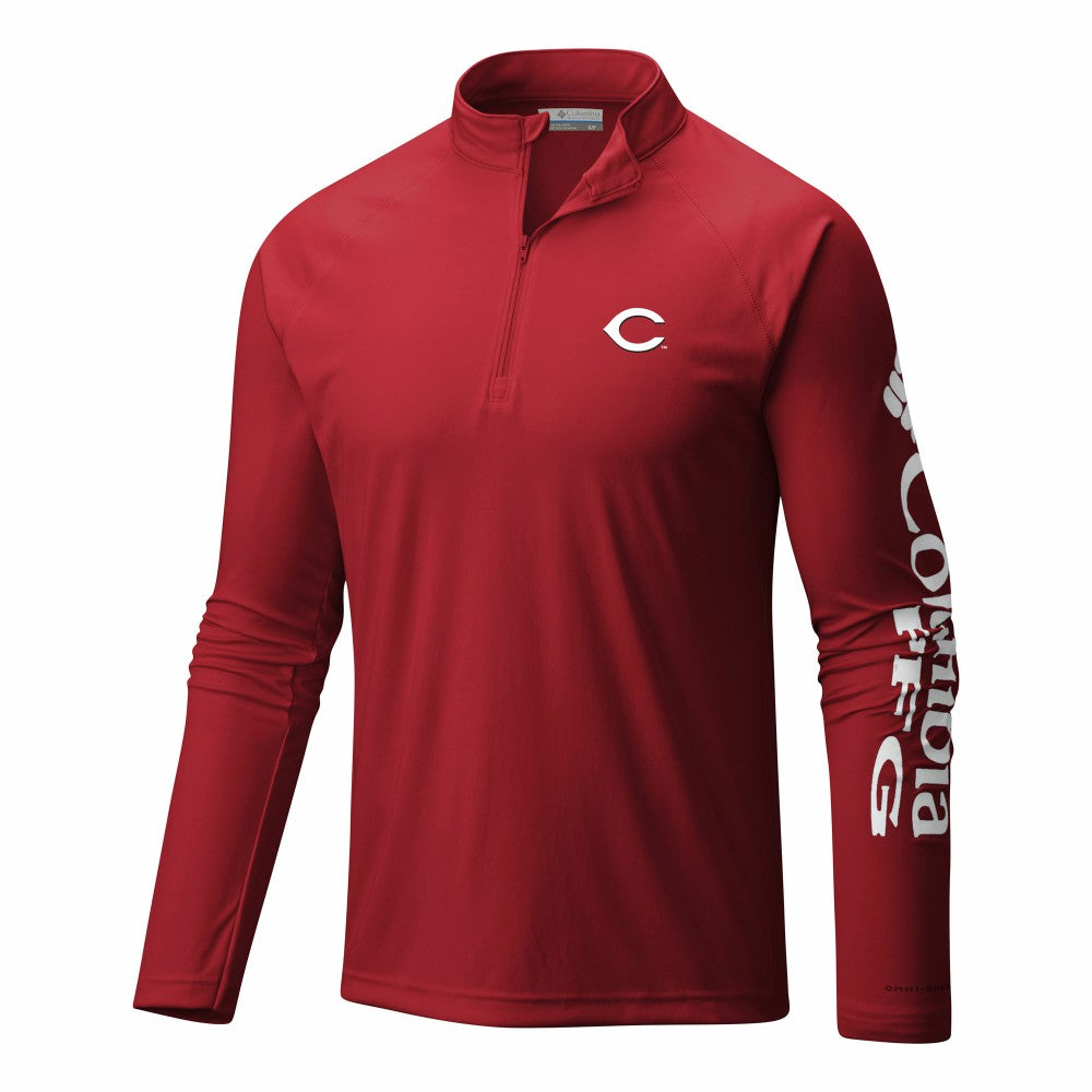 Cincinnati Reds Columbia Terminal Tackle Omni-Wick Raglan Quarter-Zip Pullover - Red Pullover