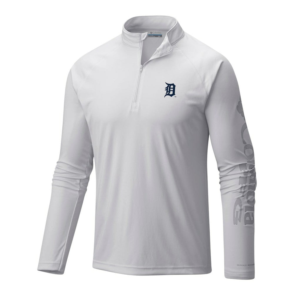 Detroit Tigers Columbia Terminal Tackle Omni-Wick Raglan Quarter-Zip Pullover - White Pullover