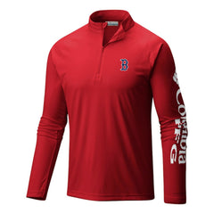 Boston Red Sox Columbia Terminal Tackle Omni-Wick Raglan Quarter-Zip Pullover - Red Pullover