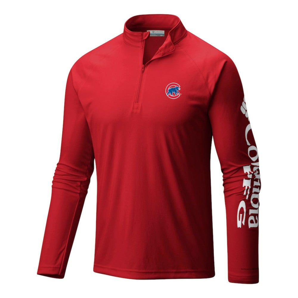 Chicago Cubs Columbia Terminal Tackle Omni-Wick Raglan Quarter-Zip Pullover - Red Pullover