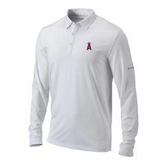 Los Angeles Angels Columbia Omni-Wick Pin High Long Sleeve Polo - White