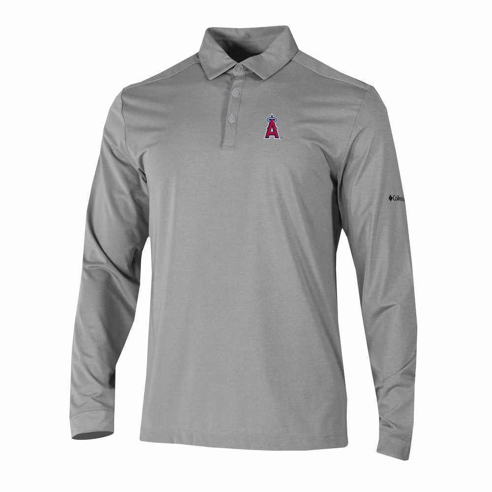 Los Angeles Angels Columbia Omni-Wick Pin High Long Sleeve Polo - Gray
