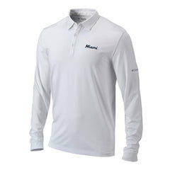 Miami Marlins Columbia Omni-Wick Pin High Long Sleeve Polo - White