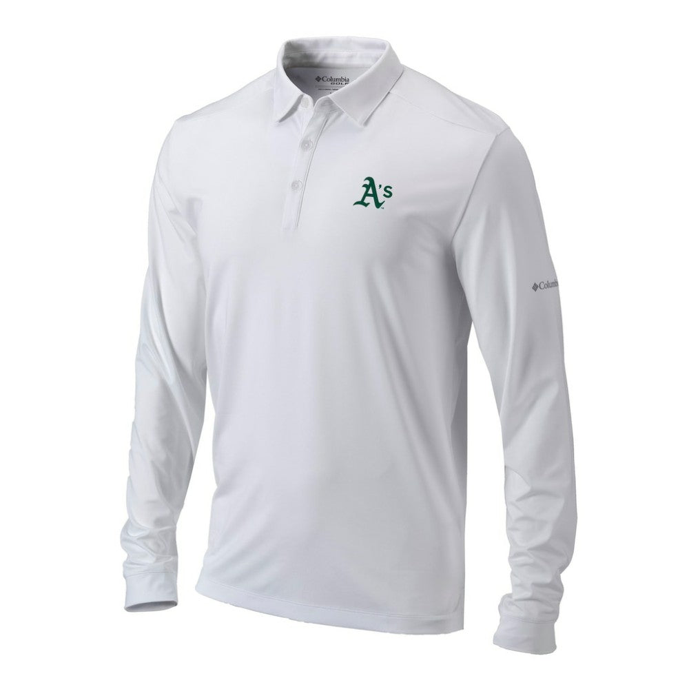 Athletics Columbia Omni-Wick Pin High Long Sleeve Polo - White