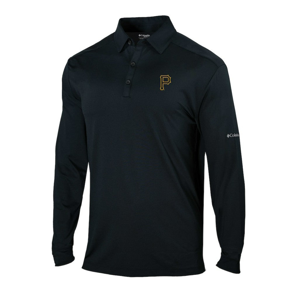 Pittsburgh Pirates Columbia Omni-Wick Pin High Long Sleeve Polo - Black