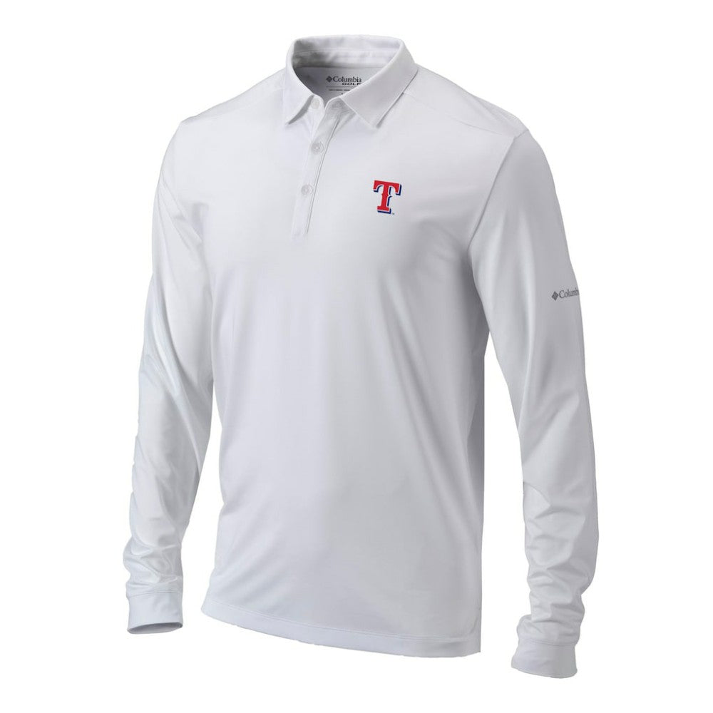 Texas Rangers Columbia Omni-Wick Pin High Long Sleeve Polo - White