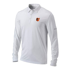 Baltimore Orioles Columbia Omni-Wick Pin High Long Sleeve Polo - White