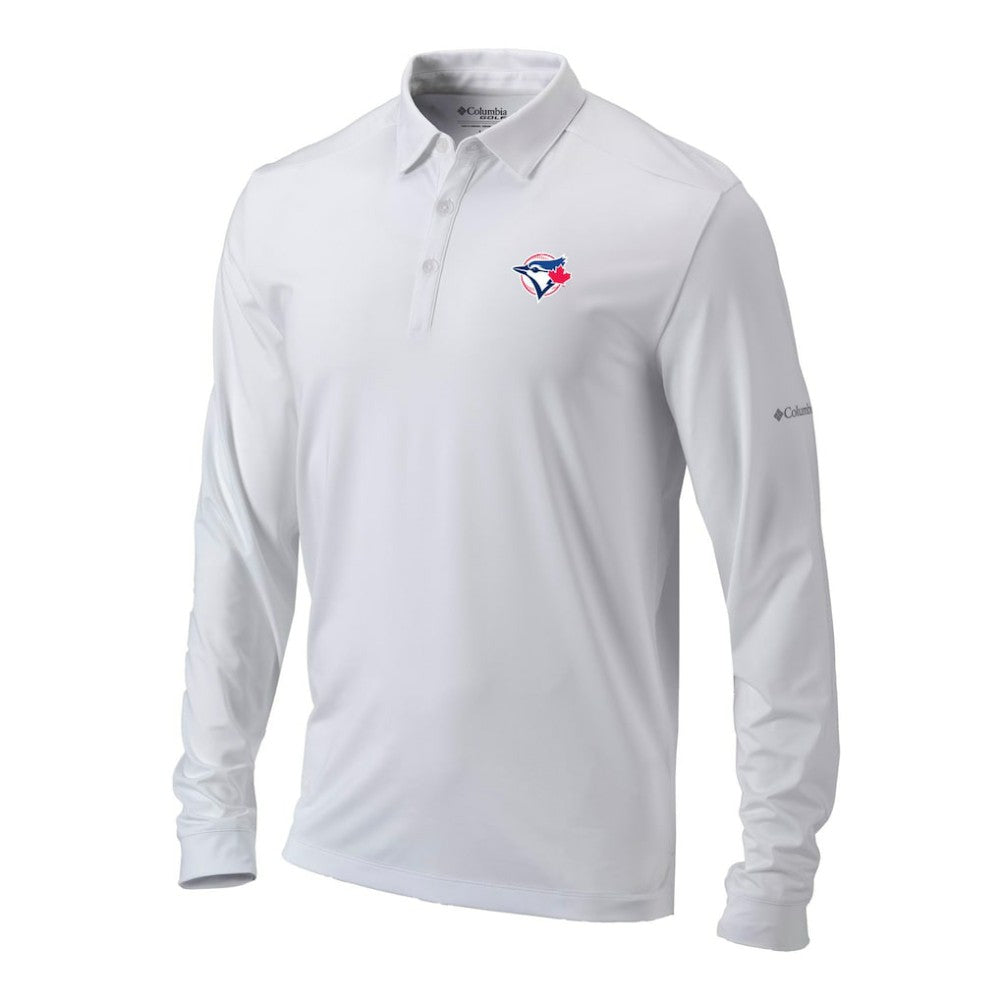 Toronto Blue Jays Columbia Omni-Wick Pin High Long Sleeve Polo - White