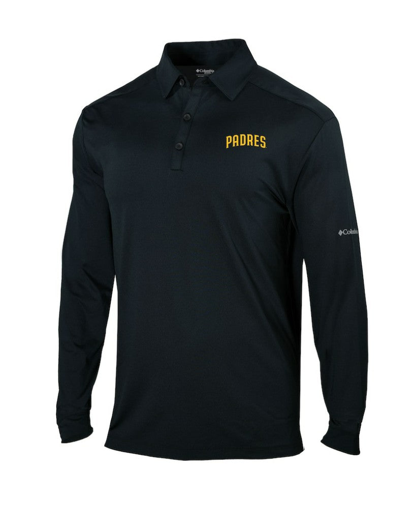 San Diego Padres Columbia Omni-Wick Pin High Long Sleeve Polo - Black