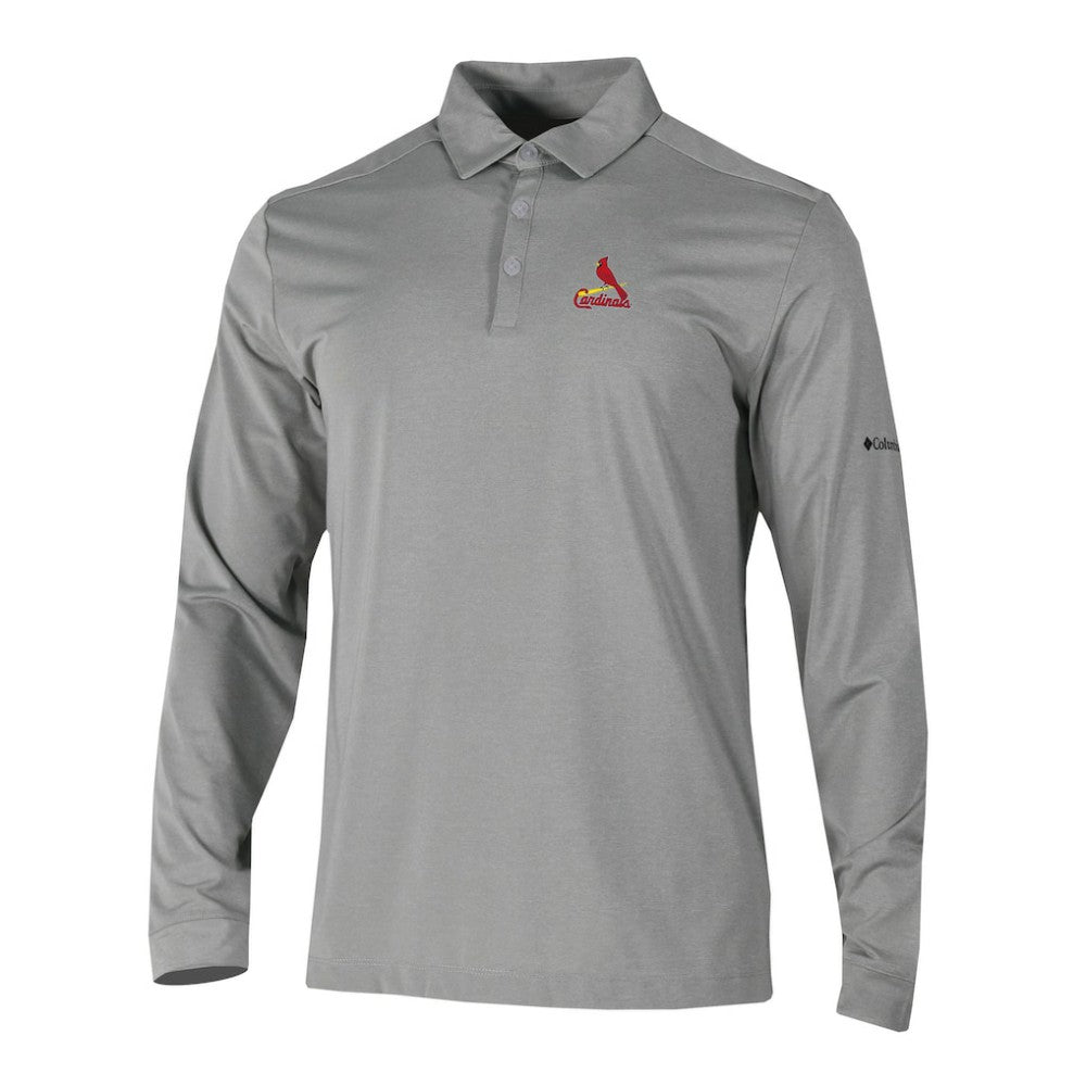 St. Louis Cardinals Columbia Omni-Wick Pin High Long Sleeve Polo - Gray