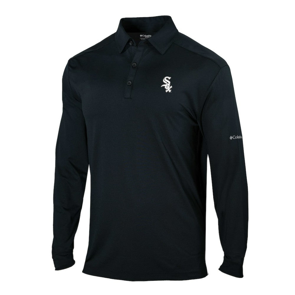 Chicago White Sox Columbia Omni-Wick Pin High Long Sleeve Polo - Black