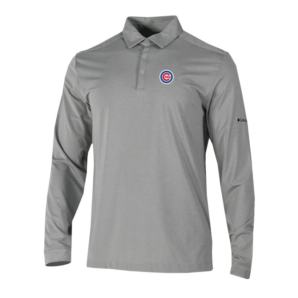 Chicago Cubs Columbia Omni-Wick Pin High Long Sleeve Polo - Gray