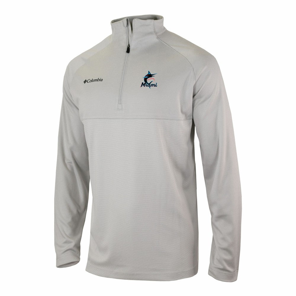 Miami Marlins Columbia Omni-Wick Raglan Rockin' It Quarter-Zip Pullover - Gray Pullover