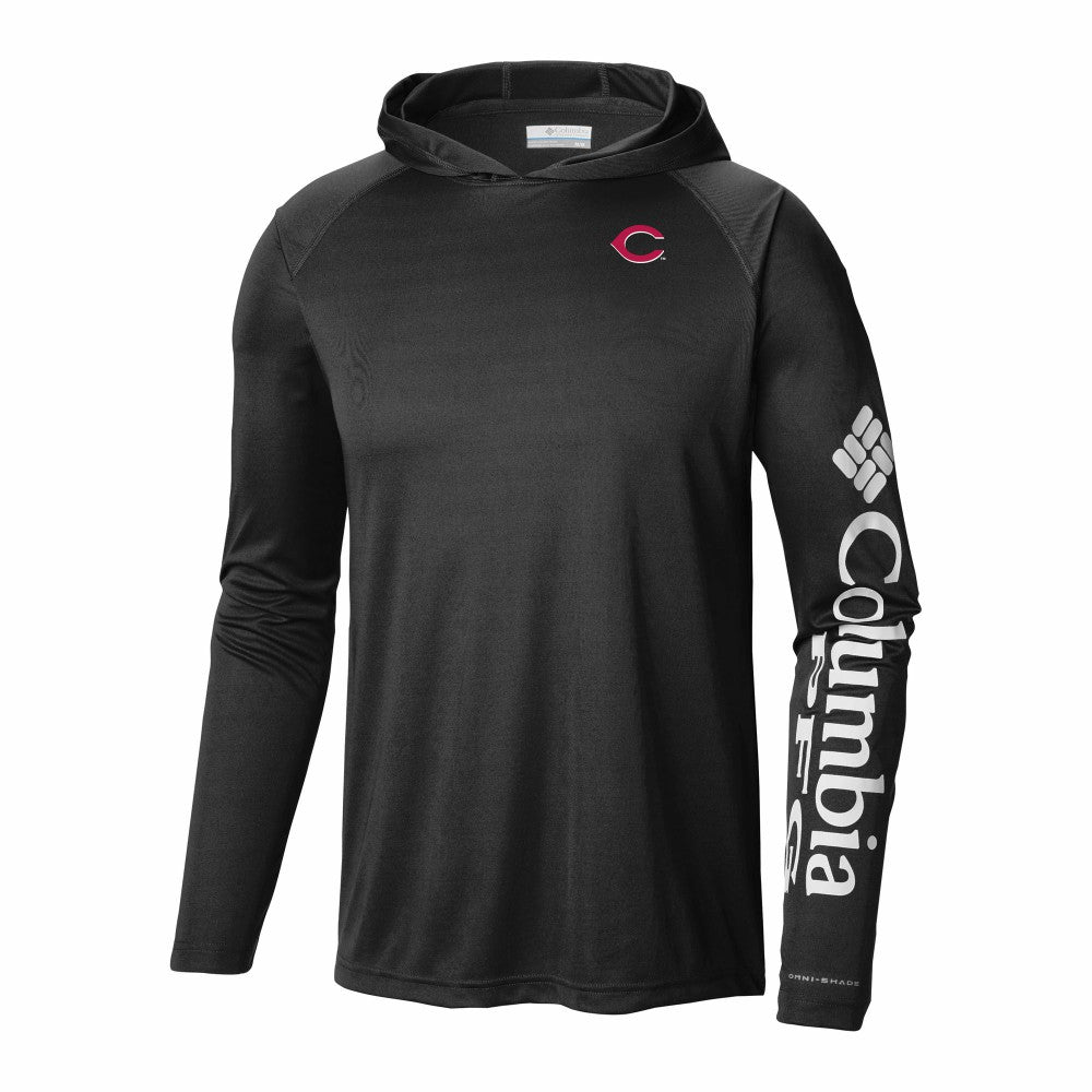 Cincinnati Reds Columbia Terminal Tackle Omni-Shade Pullover Hoodie - Black Hoodies