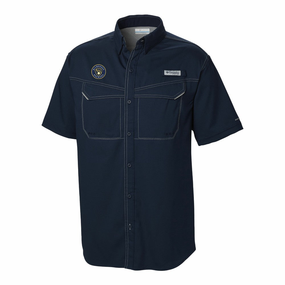 Milwaukee Brewers Columbia Omni-Wick Low Drag Offshore Button-Up Shirt - Navy