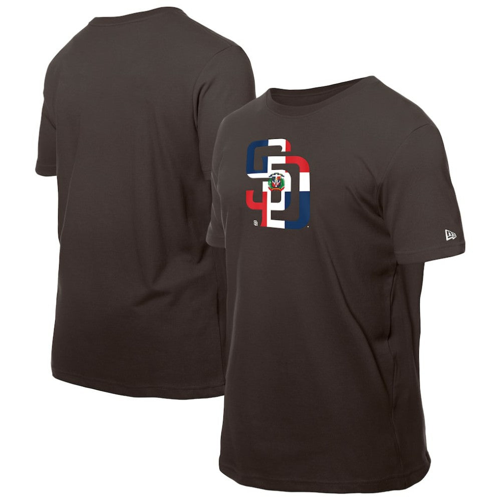 San Diego Padres New Era Dominican Republic Flag Logo T-Shirt - Brown T-shirts