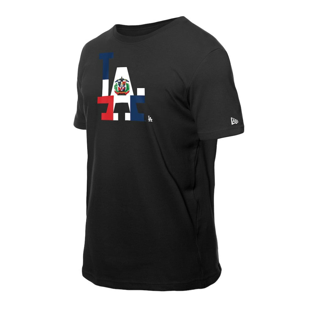 Los Angeles Dodgers New Era Dominican Republic Flag Logo T-Shirt - Black T-shirts