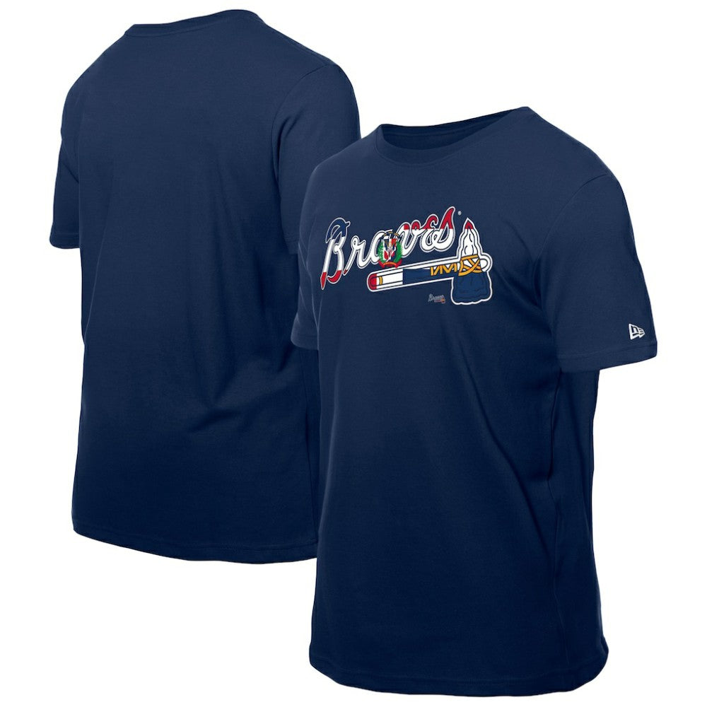 Atlanta Braves New Era Dominican Republic Flag Logo T-Shirt - Navy T-shirts