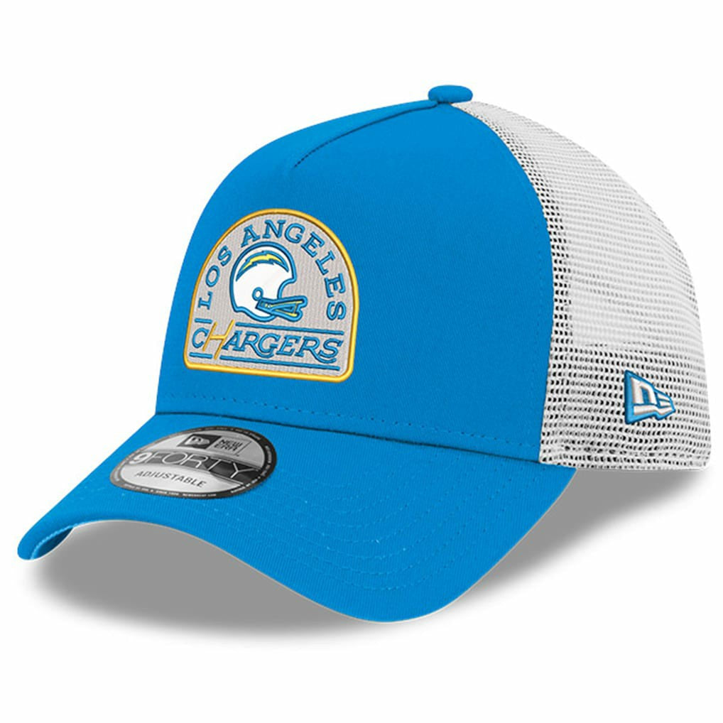 Los Angeles Chargers New Era Charger Power A-Frame 9FORTY Trucker Adjustable Hat Powder Blue