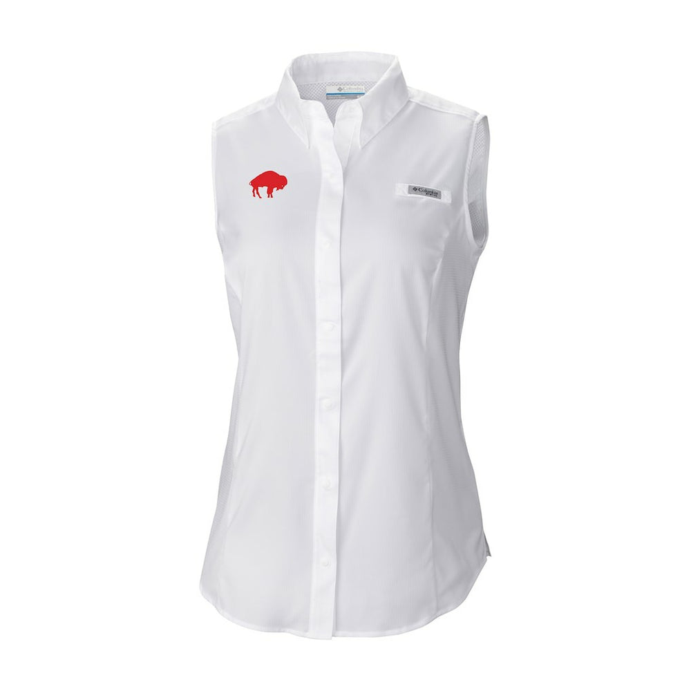Buffalo Bills Women's Historic Tamiami Omni-Shade Sleeveless Button-Up Shirt White