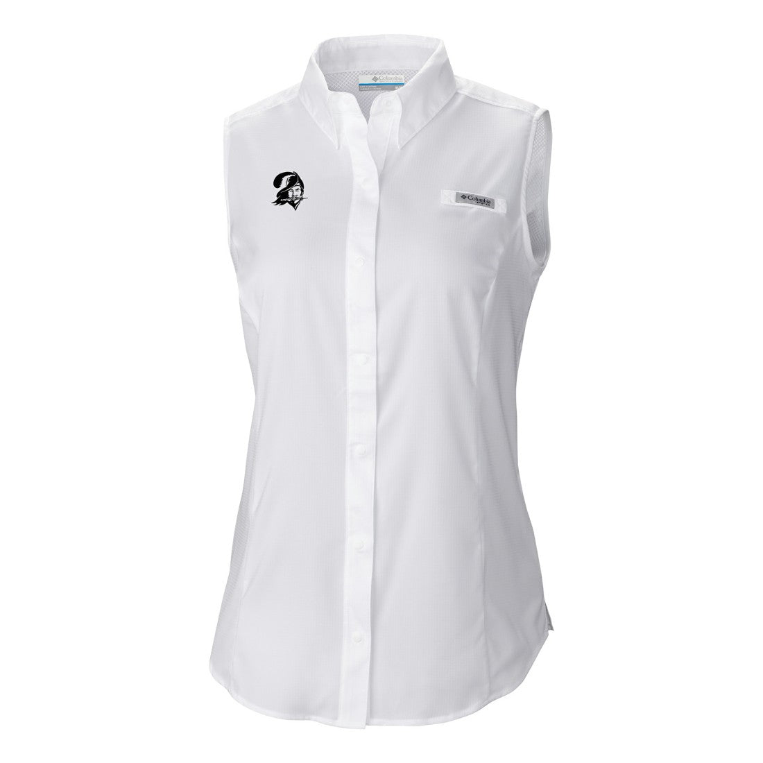 Tampa Bay Buccaneers Women's Historic Tamiami Omni-Shade Sleeveless Button-Up Shirt White