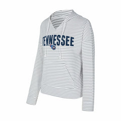 Tennessee Titans Concepts Sport Women's Liftoff Striped V-Neck Hoodie White/Gray