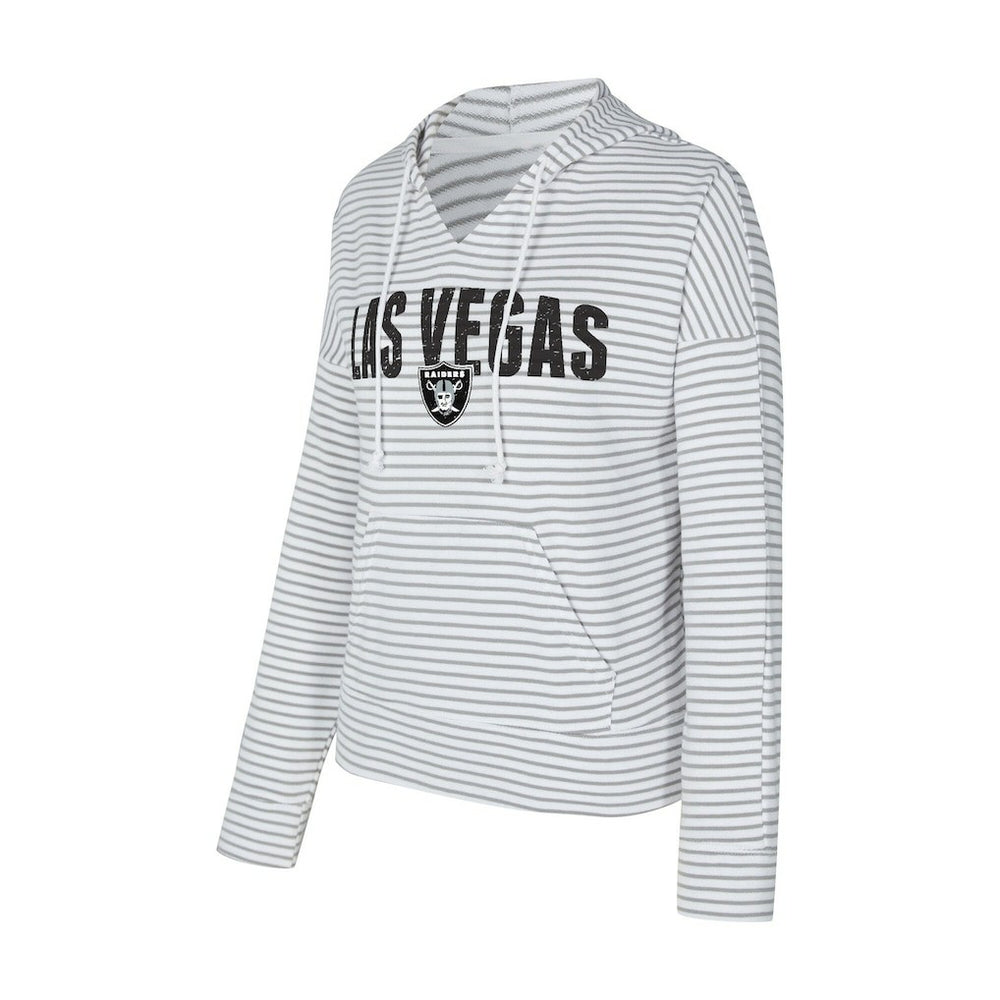 Las Vegas Raiders Concepts Sport Women's Liftoff Striped V-Neck Hoodie White/Gray