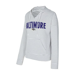 Baltimore Ravens Concepts Sport Women's Liftoff Striped V-Neck Hoodie White/Gray
