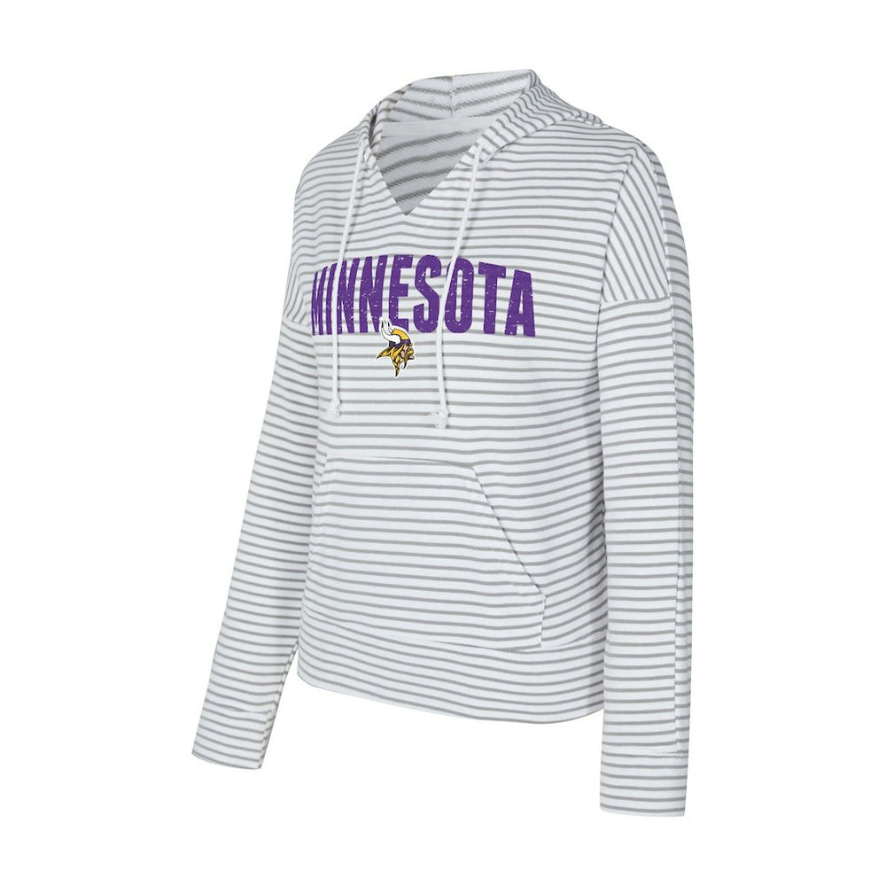 Minnesota Vikings Concepts Sport Women's Liftoff Striped V-Neck Hoodie White/Gray