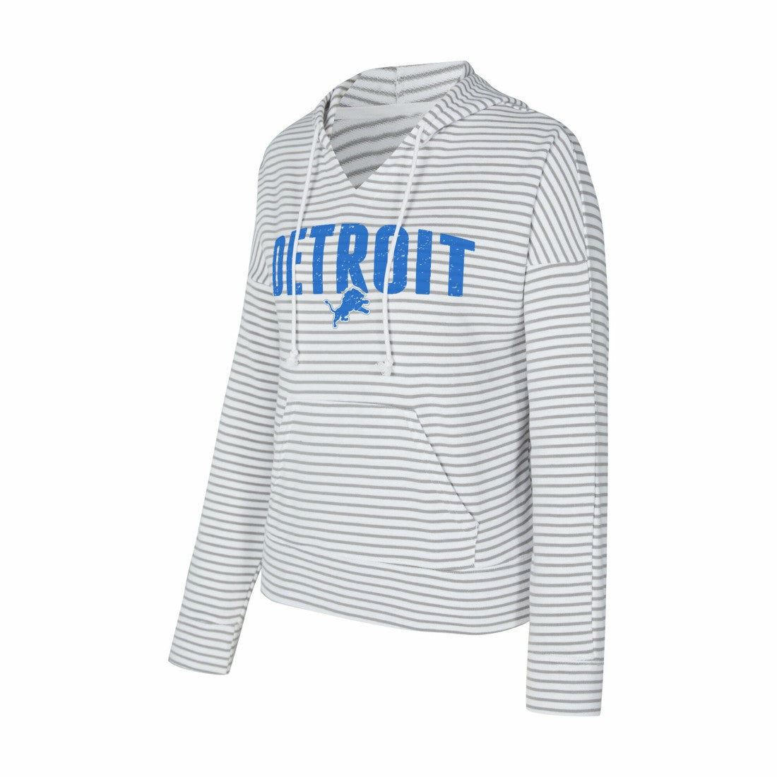 Detroit Lions Concepts Sport Women's Liftoff Striped V-Neck Hoodie White/Gray