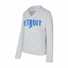 Detroit Lions Concepts Sport Women's Liftoff Striped V-Neck Hoodie White/Gray